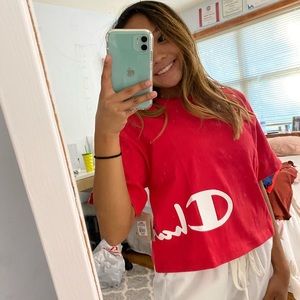 Red Champion Cropped T-shirt